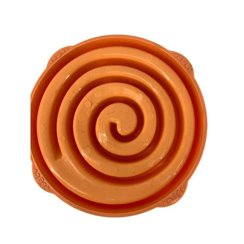 Outward Hound Fun Feeder Slo Bowl Size L Regular Orange Swirl Slow Dog Puzzle